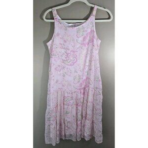 Vtg Y2K Girl's Cherokee Pink Shiny Midi Dress, Size XL Spring Summer Vacation
